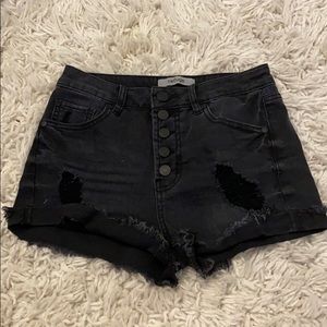 black jean shorts